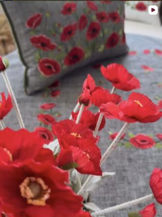 Poppy Garden Cushion Set by Baysal Home, A cushion arrangement with red poppies on a gray base, bringing a summer-home feel.