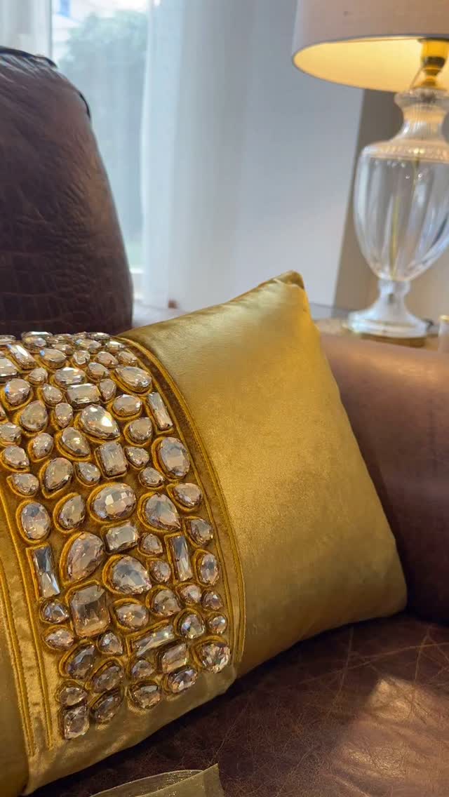 Jeweled Cushion Belt by Baysal Home, An 84-stone cushion belt that can be prepared in requested colors and sizes.